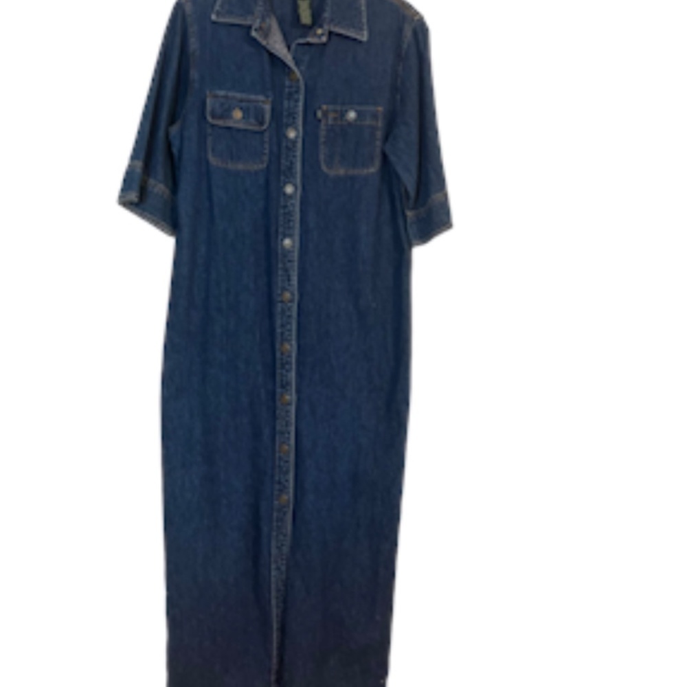 Lauren Ralph Lauren Dark Blue Denim Midi Shirt Dress